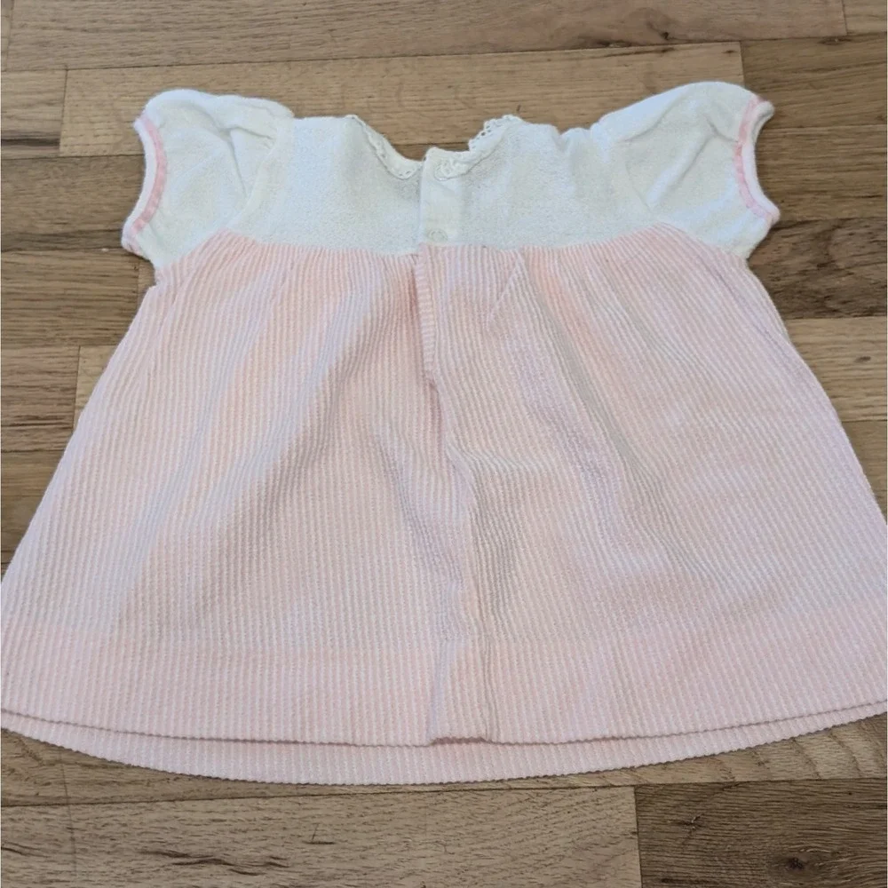 Vintage Carters Baby Dress & Bloomers Infant Size 18 MO 23- 26 Lbs Pink Stripes